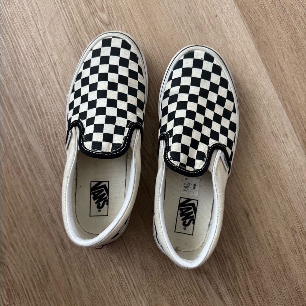 Vans Kids Checkerboard Slip-On Sneakers Black & White